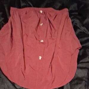SHEIN Burgundy Button-Up Blouse